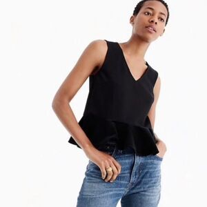 J. Crew Black Velvet Peplum Top
